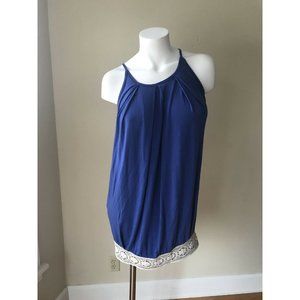 Rachel Pally Blue Sleeveless Shift Dress Crochet